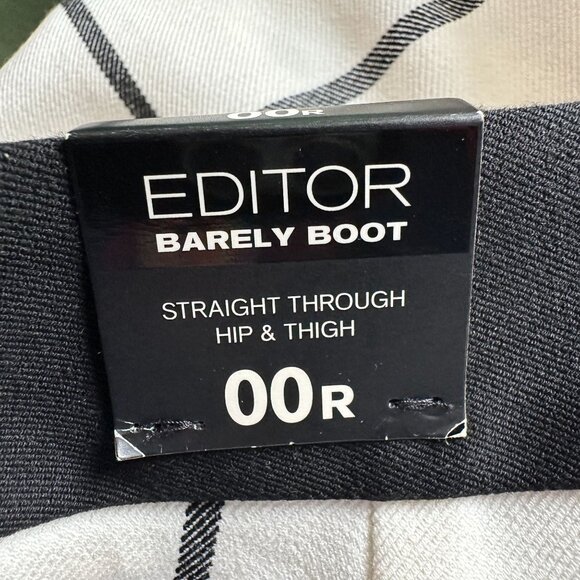 NEW Express Womens 00 Pants Editor Barley Boot Windowpane Ivory Black Trousers - Picture 9 of 10